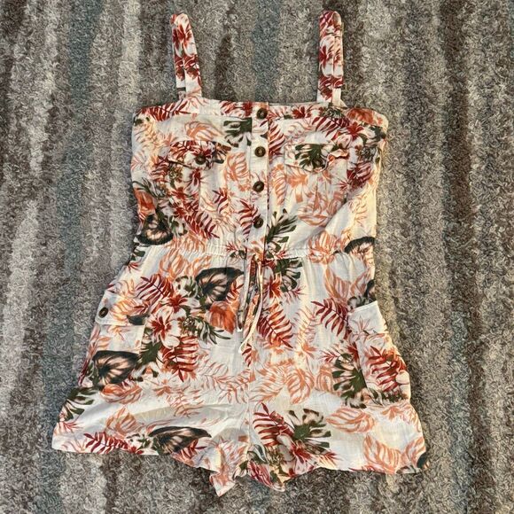 GUESS Tropical Leaves Sleeveless Cargo Romper XL - Picture 1 of 6
